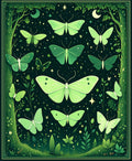 Green Moths Stars Forest Night Rug