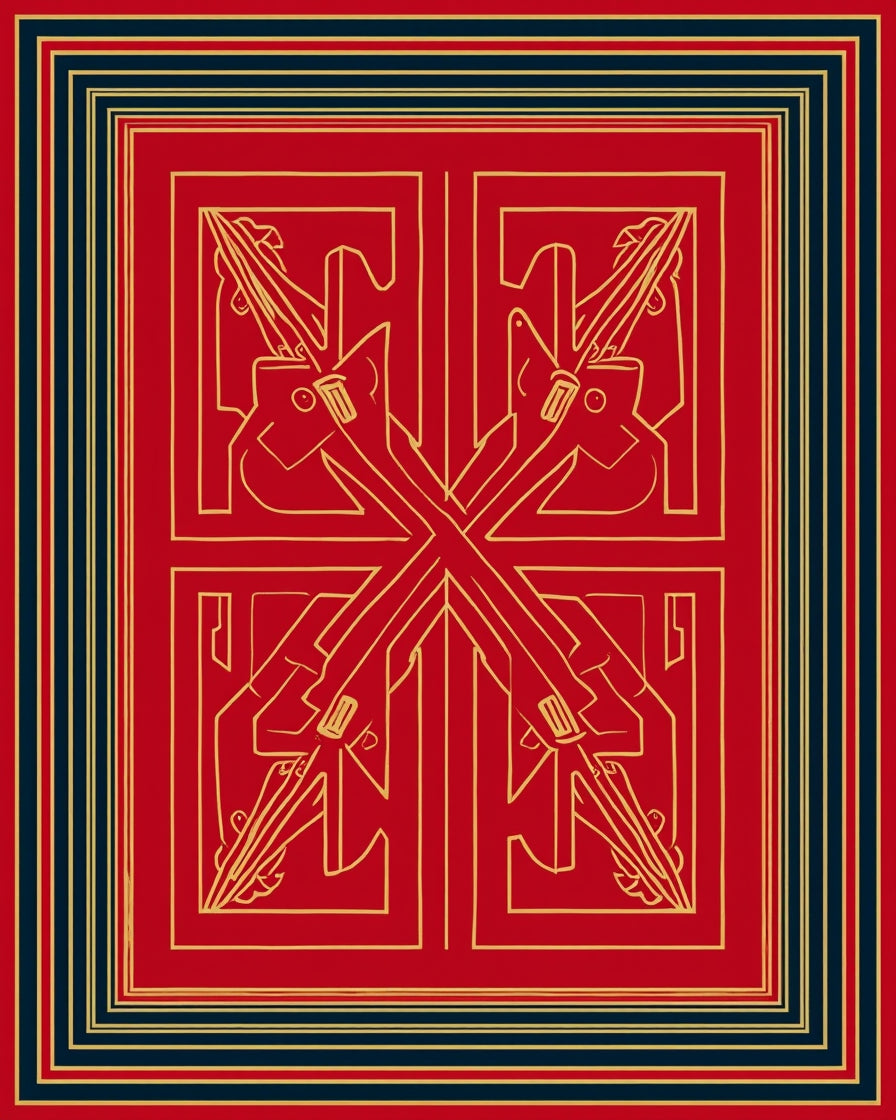 Bold Gold Geometric Symbol Rug