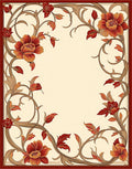 Ornate Floral Vine Border Design Rug
