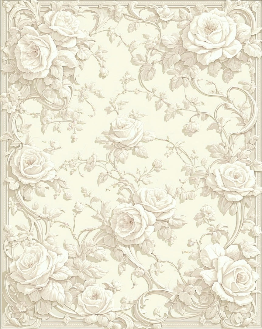 Classic Floral Roses Pattern Rug