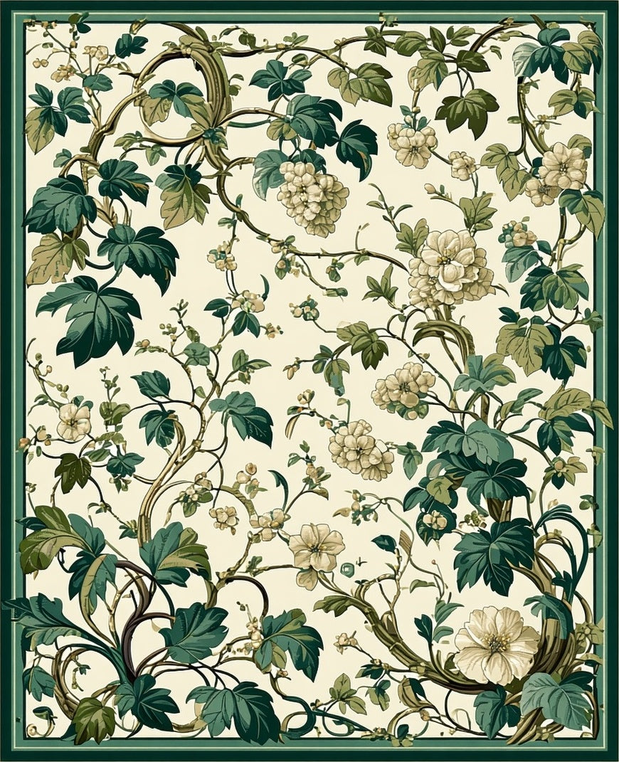 Vintage Floral Vine Art Pattern Rug