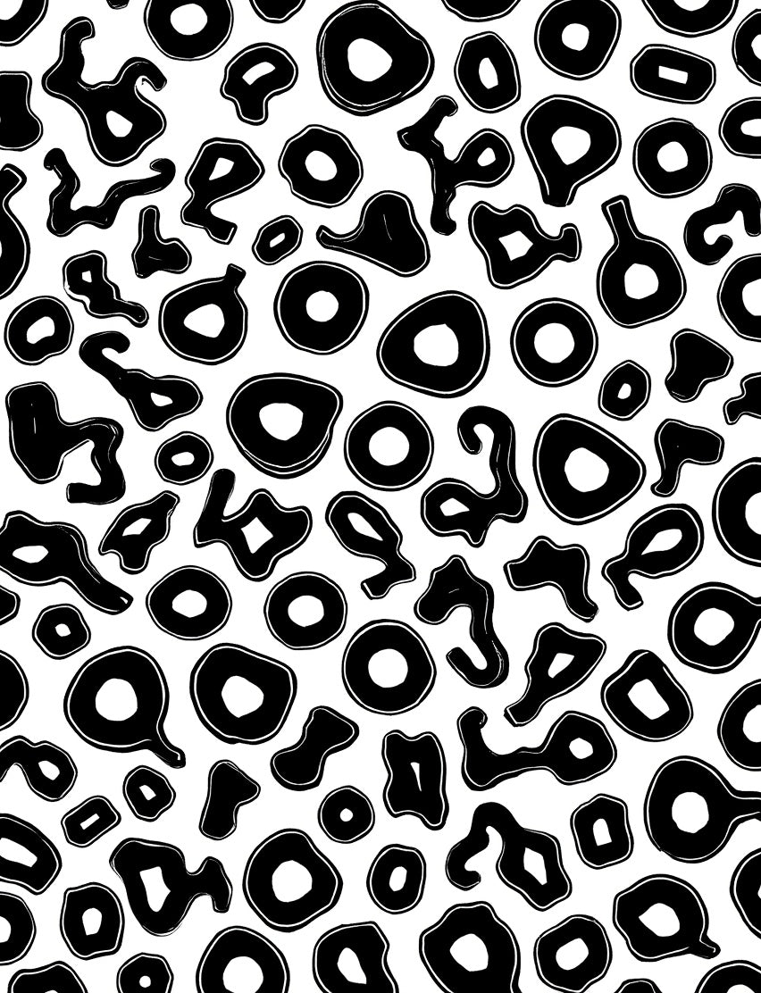 Abstract Black White Amorphous Shapes Rug