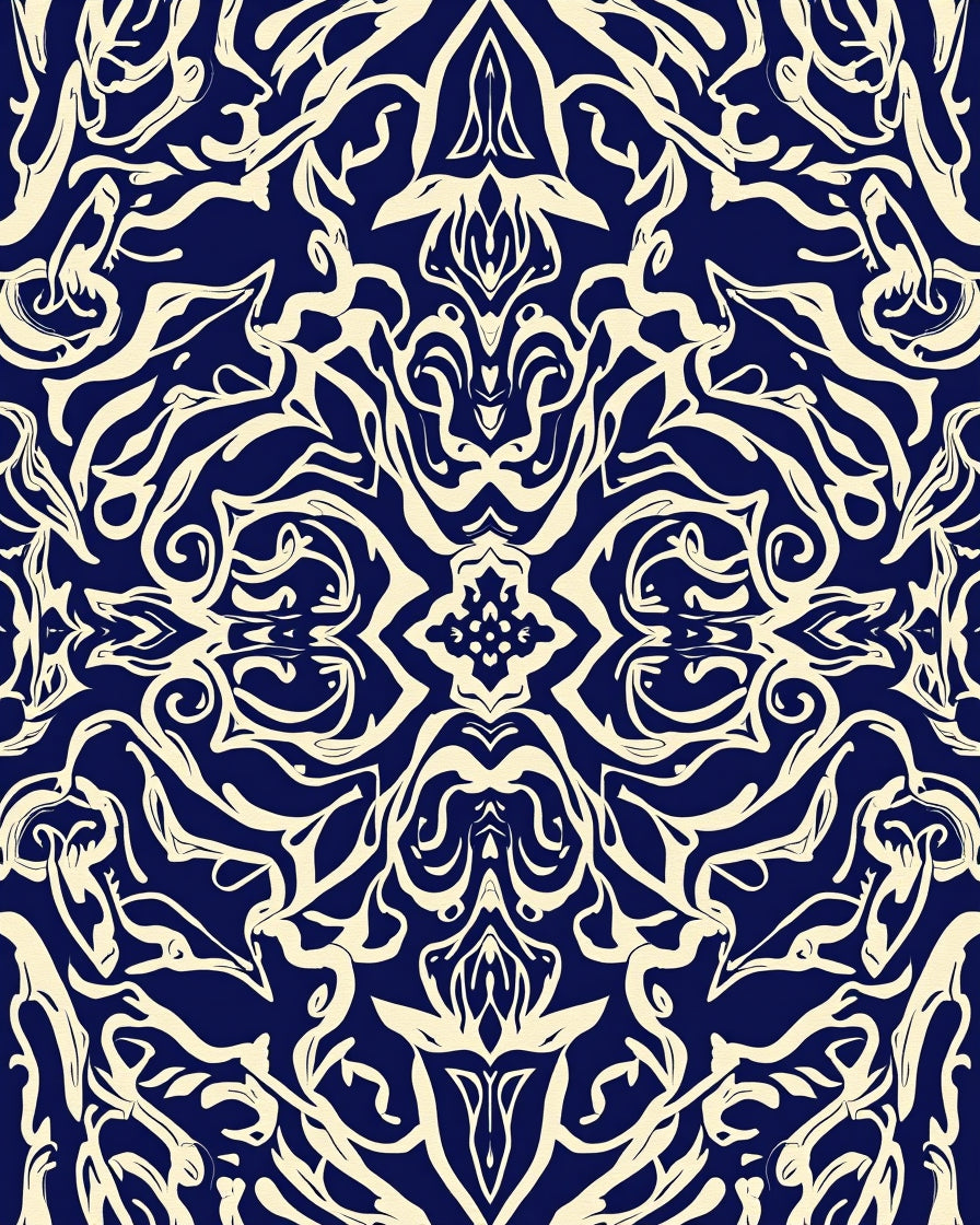 Damask Scroll Ornate Pattern Design Rug