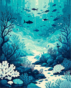 Aquatic Life Coral Reef Scene Rug