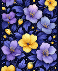 Purple Yellow Floral Pattern Rug