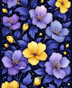 Purple Yellow Floral Pattern Rug