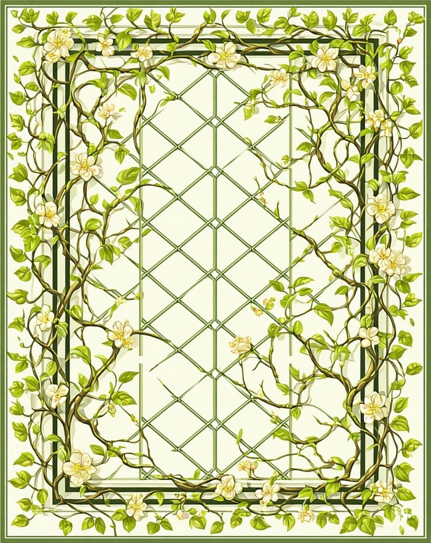 Vining Floral Lace Patterned Rug