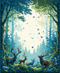 Enchanted Forest Wildlife Deer Scene Rug