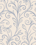Elegant Blue Swirl Floral Pattern Rug