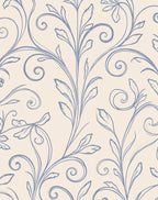 Elegant Blue Swirl Floral Pattern Rug