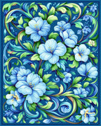 Elegant Blue Floral Swirl Pattern Rug