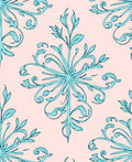 Ornate Blue Floral Scroll Rug