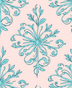 Ornate Blue Floral Scroll Rug