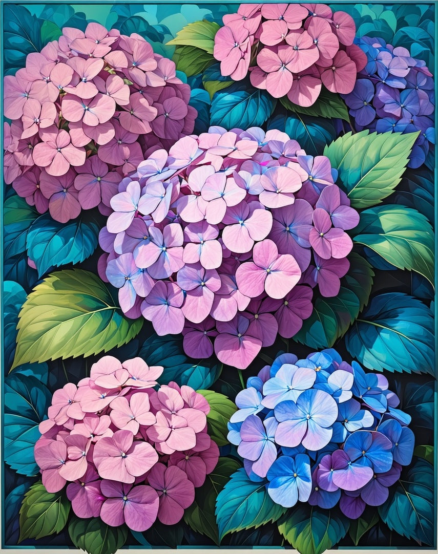 Hydrangea Blossom Garden Floral Design Rug