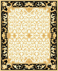 Ornate Gold Floral Scroll Pattern Rug