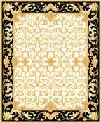 Ornate Gold Floral Scroll Pattern Rug