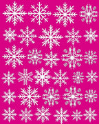 White Snowflakes on Magenta Background Rug
