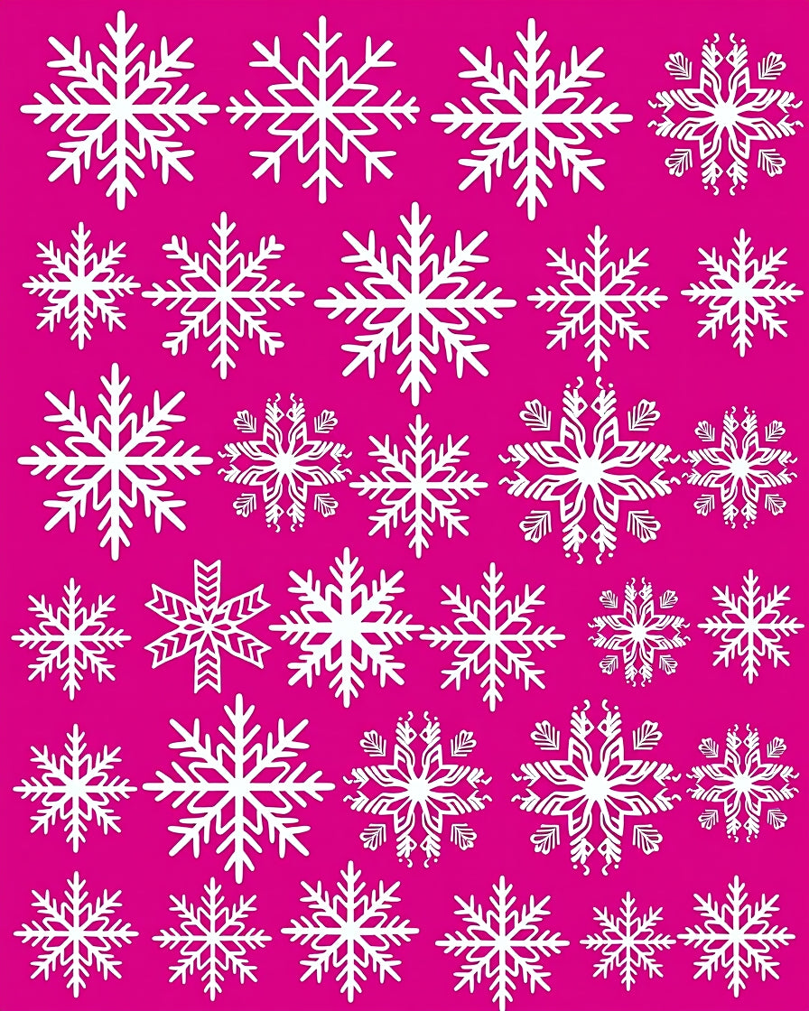 White Snowflakes on Magenta Background Rug