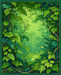 Lush Jungle Tropical Fern Pattern Rug