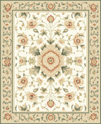 Ornate Floral Medallion Botanical Border Rug