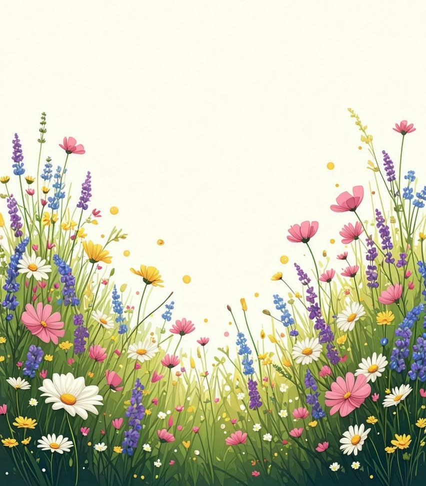 Whimsical Wildflower Meadow Pattern Rug