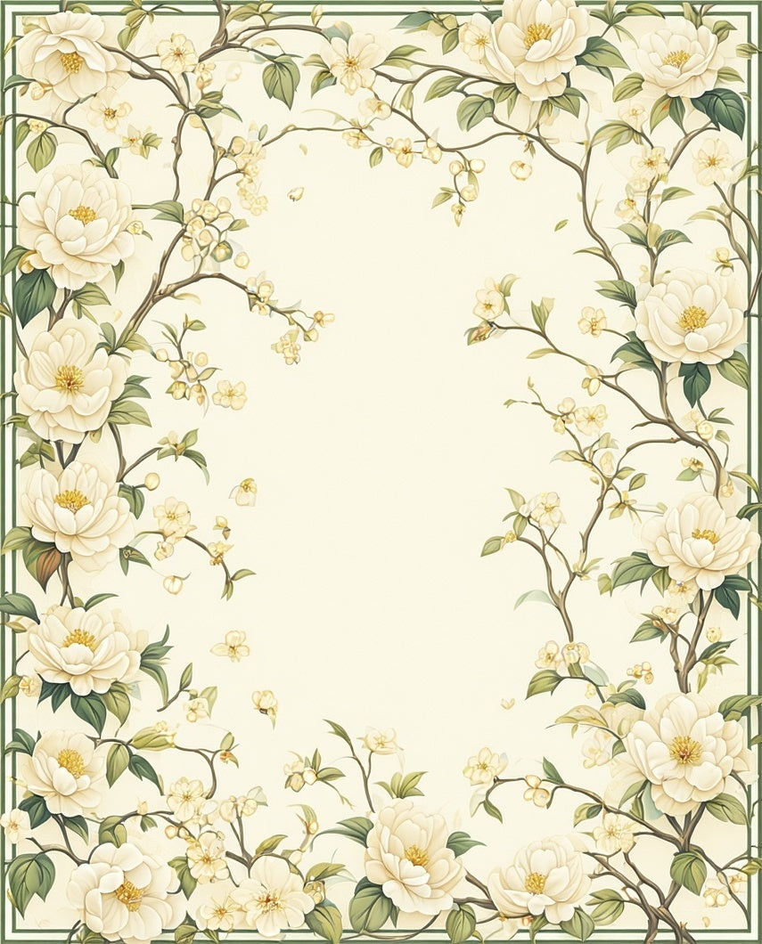 Cream Floral Vine Elegant Pattern Rug