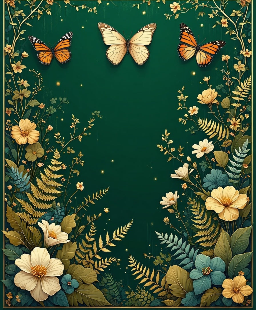 Enchanted Garden Butterfly Floral Pattern Rug