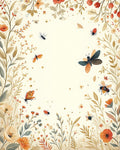 Charming Garden Insect Floral Pattern Rug