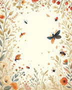 Charming Garden Insect Floral Pattern Rug