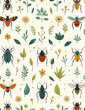 Whimsical Bugs and Botanical Print Rug
