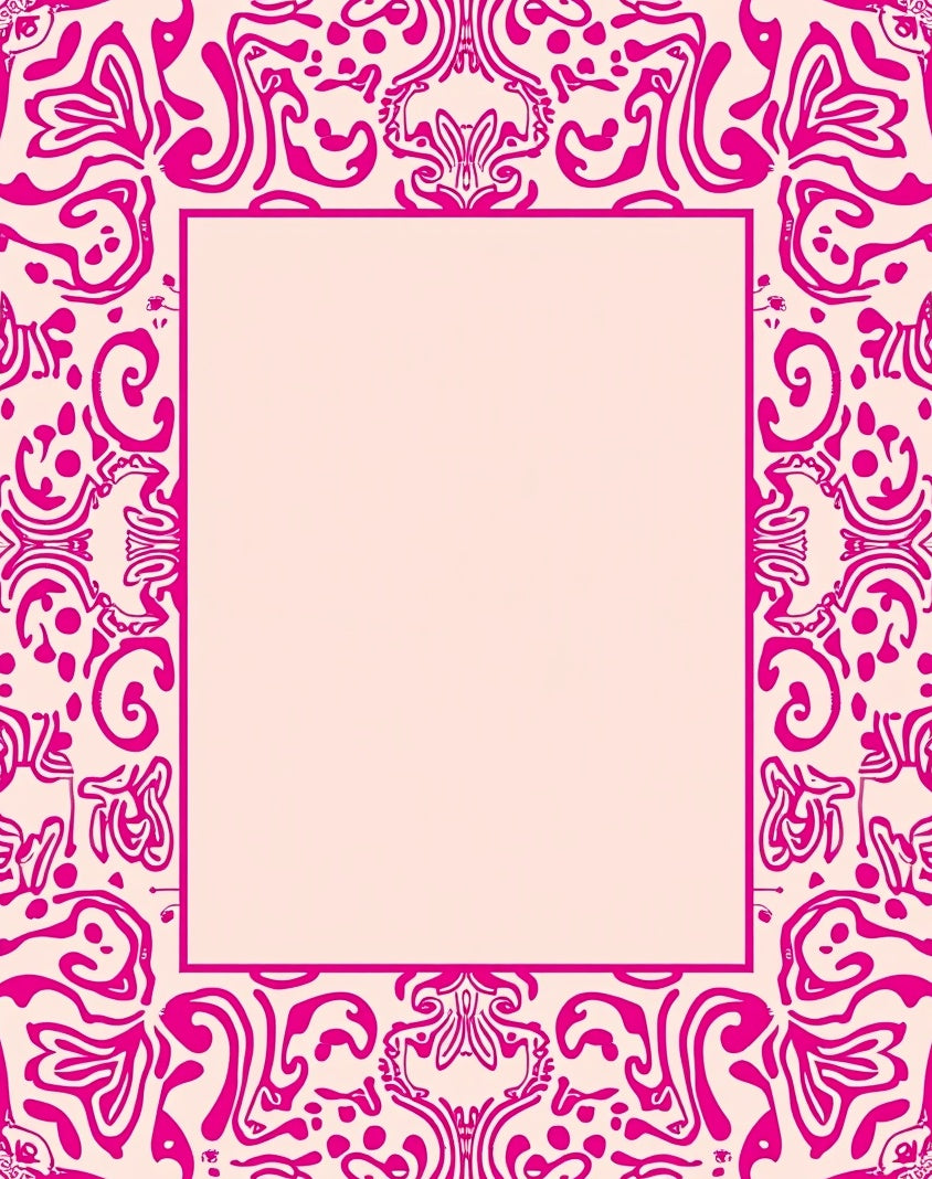 Ornate Pink Abstract Pattern Rug
