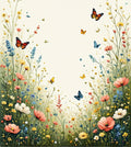 Whimsical Garden Meadow Butterfly Bloom Design Rug