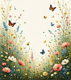 Whimsical Garden Meadow Butterfly Bloom Design Rug