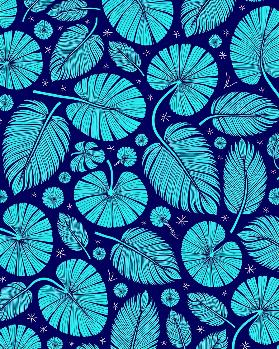 Tropical Leaf Print Rug
