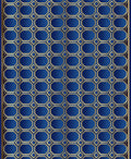 Blue Gold Geometric Octagon Pattern Rug