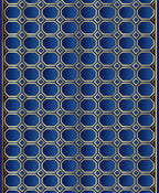 Blue Gold Geometric Octagon Pattern Rug