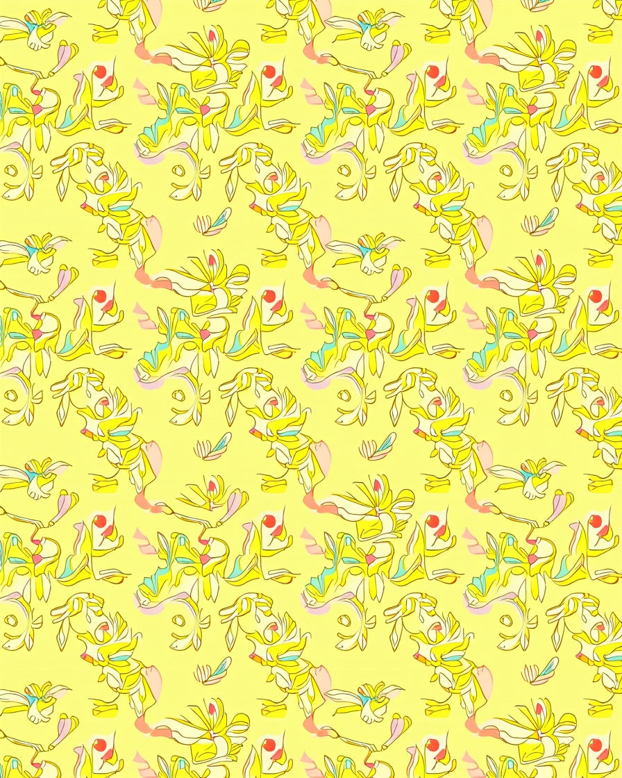 Abstract Yellow Linear Pattern Rug