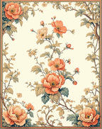Coral Blossom Vine Botanical Rug