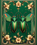 Green Jewel Beetle Floral Border Rug
