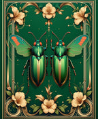 Green Jewel Beetle Floral Border Rug