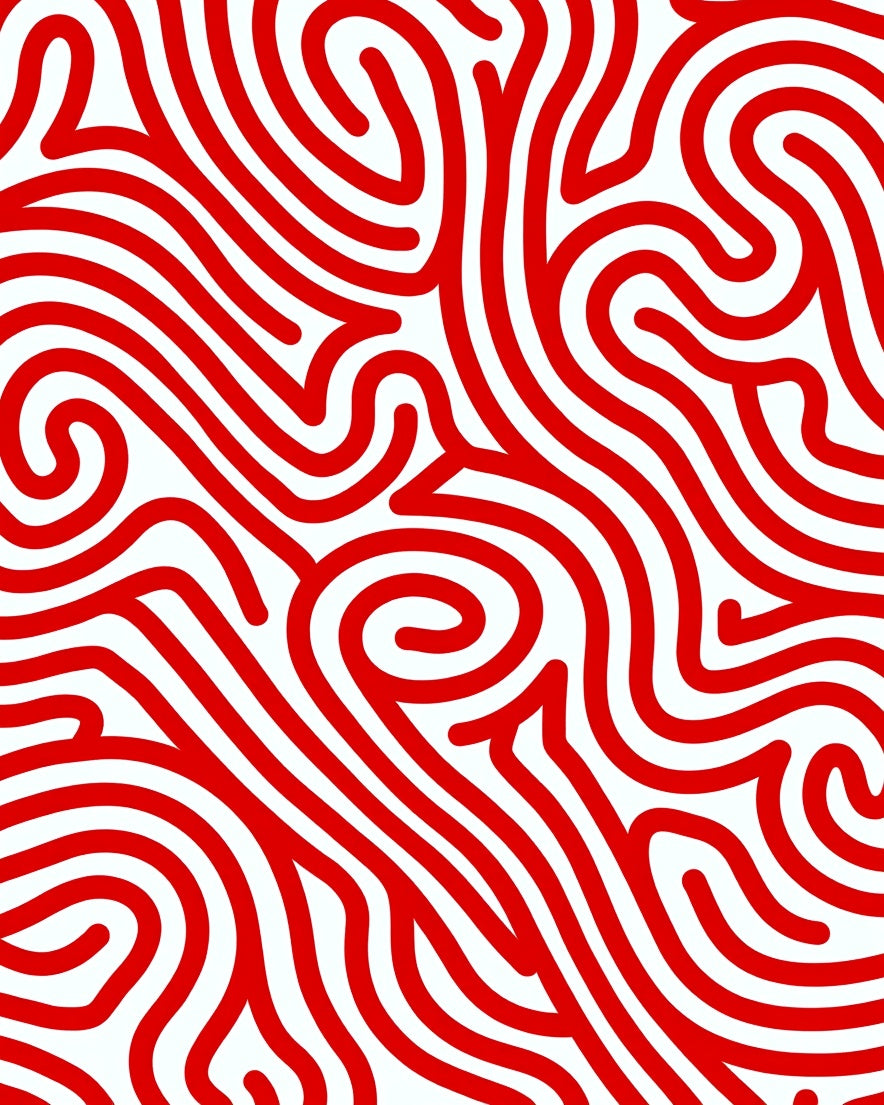 Bold Red Winding Organic Lines Rug
