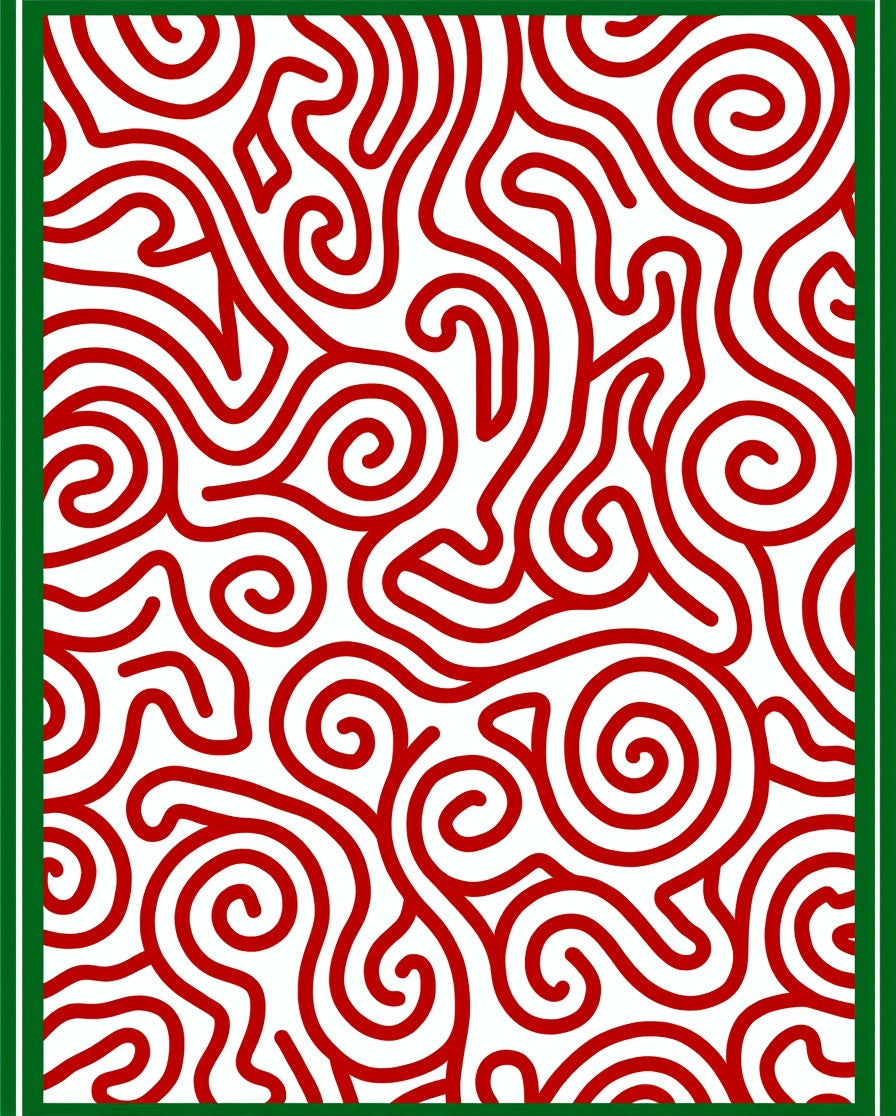 Ornate Red Swirl Infinite Maze Rug