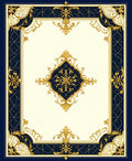 Navy Gold Ornate Floral Medallion Rug