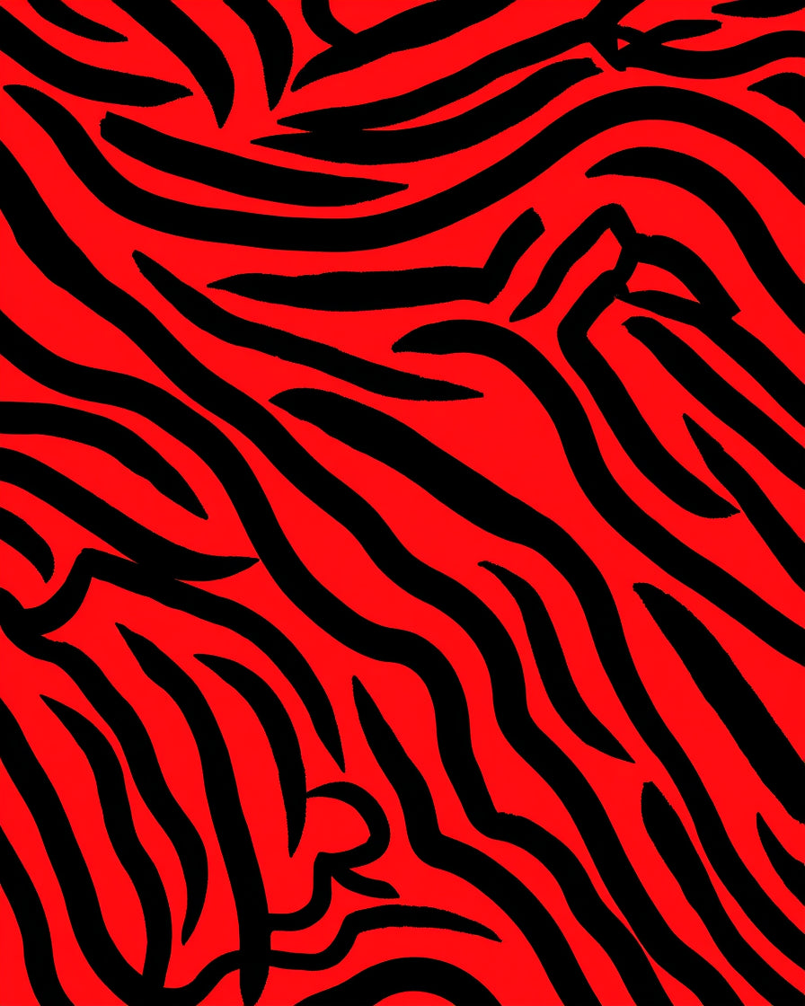 Bold Red Black Animal Print Pattern Rug