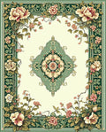 Floral Garland Medallion Pattern Design Rug