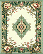 Floral Garland Medallion Pattern Design Rug