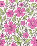 Pink Floral Pattern with Leaves Rug