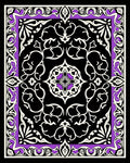 Ornate Black With Purple Floral Pattern Rug