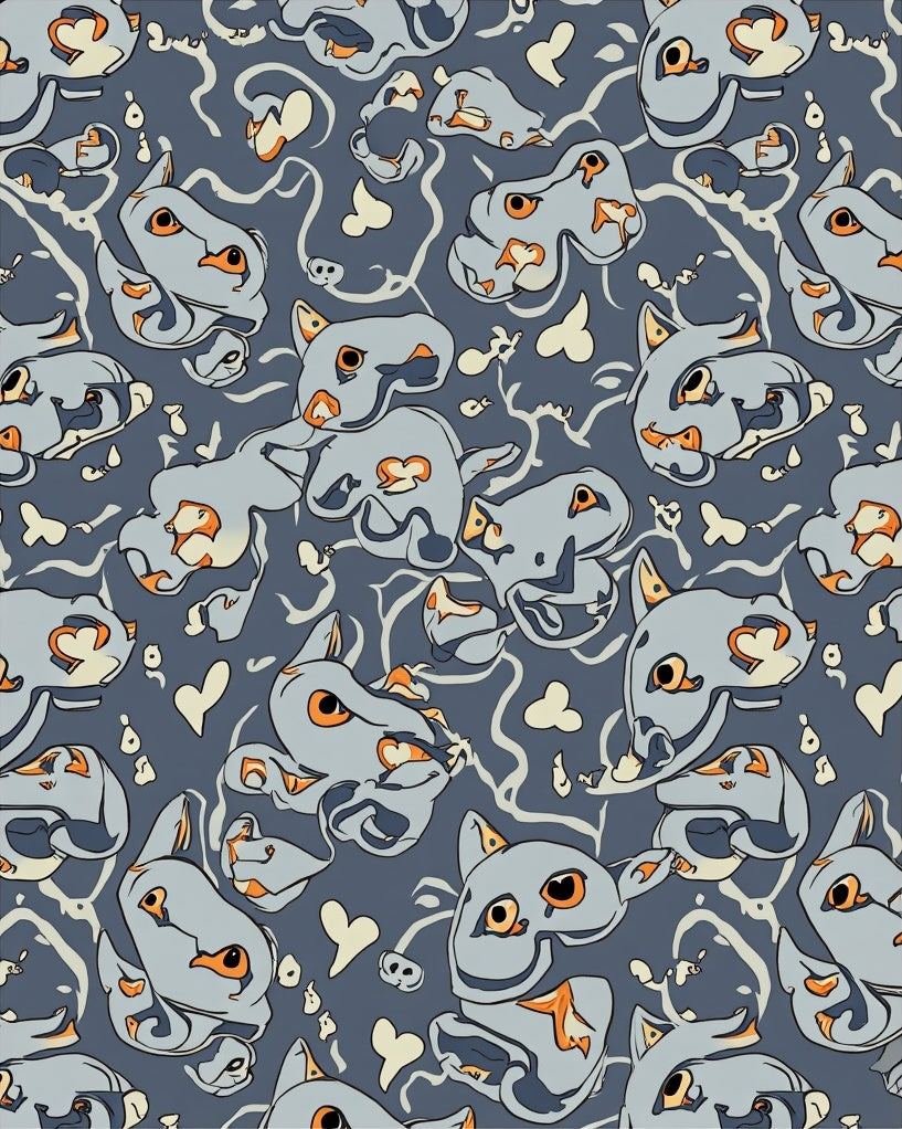 Playful Whimsical Cat Pattern Design Rug