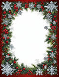 Festive Red White Snowflakes Border Rug